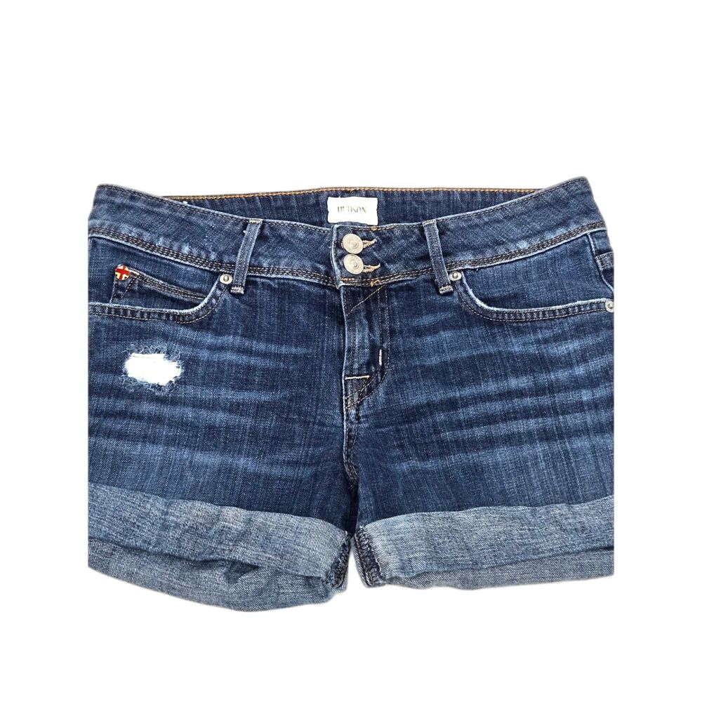 Hudson Croxley Mid Thigh Distressed Shorts | Womens Size 26 USA Made Blue Denim